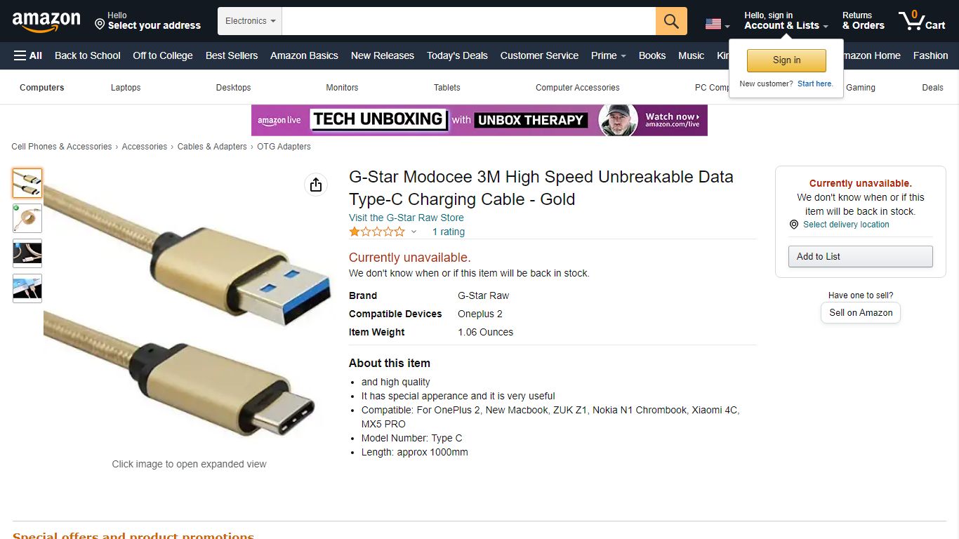 Amazon.com: G-Star Modocee 3M High Speed Unbreakable Data Type-C ...